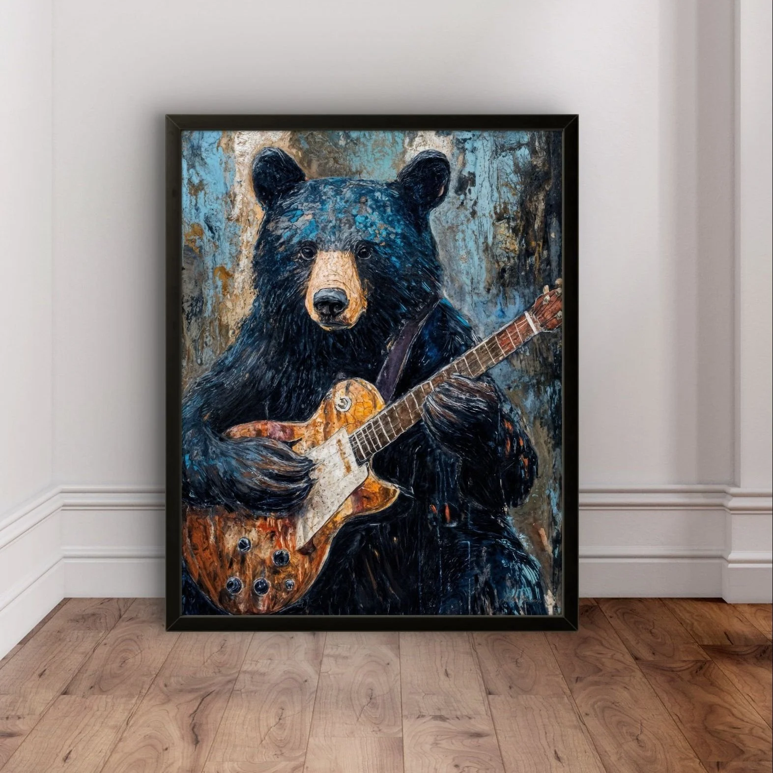 Wild Bear with Guitar Poster – Colorado Mountain Wall Art, Funny